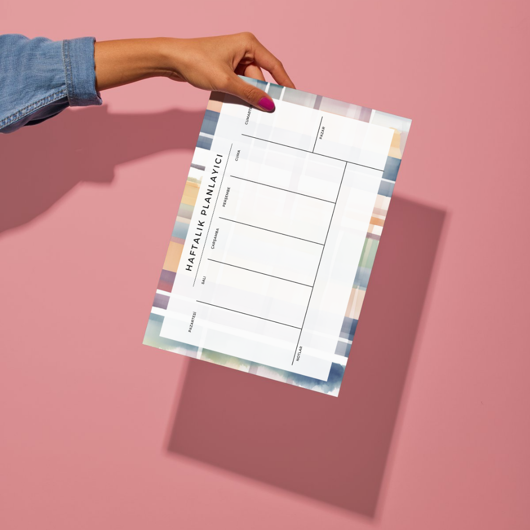 A4 Boyutunda Büyük Haftalık Planlayıcı - Geniş Alanı ile Organizasyonunuzu Kolaylaştırın! - Gökkuşağı