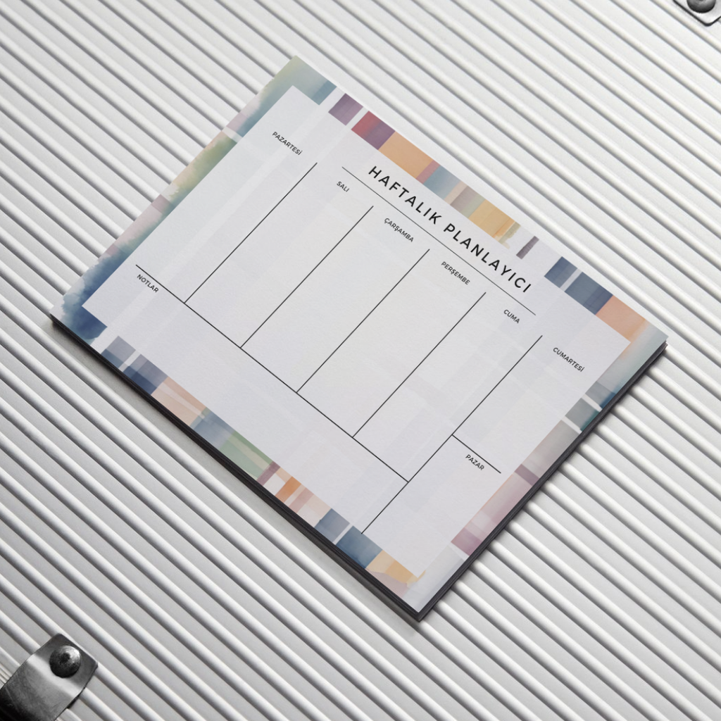 A4 Boyutunda Büyük Haftalık Planlayıcı - Geniş Alanı ile Organizasyonunuzu Kolaylaştırın! - Gökkuşağı