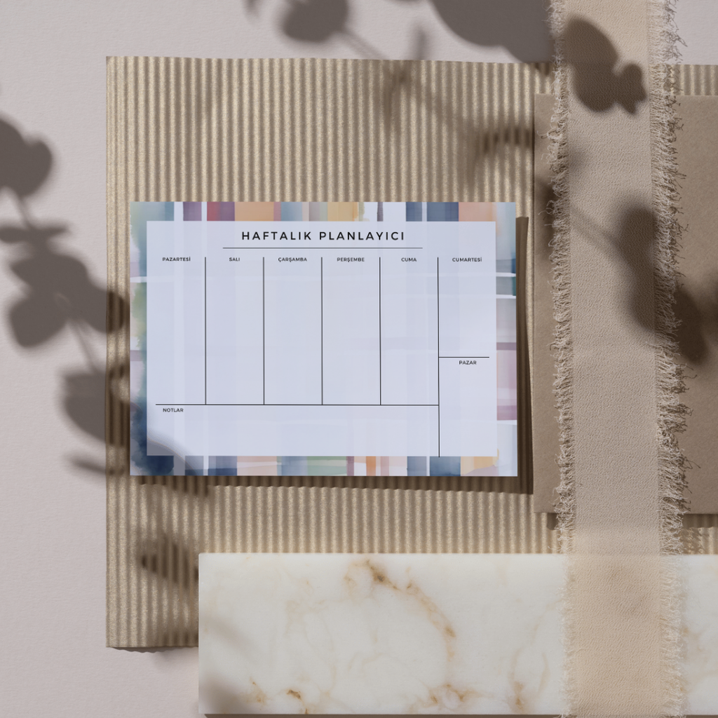 A4 Boyutunda Büyük Haftalık Planlayıcı - Geniş Alanı ile Organizasyonunuzu Kolaylaştırın! - Gökkuşağı