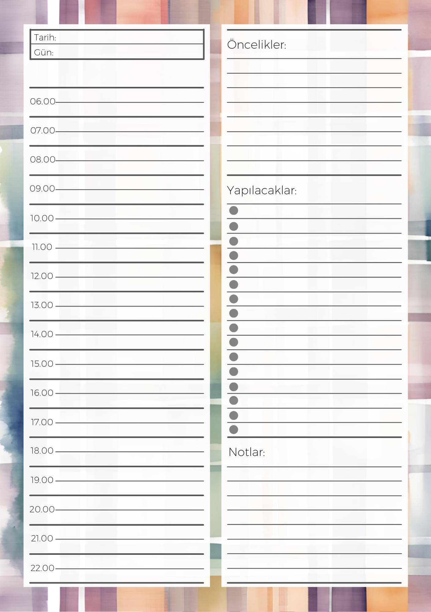 A5 Boyutunda Günlük Planlayıcı - Gününüzü Daha Verimli ve Düzenli Geçirin! - Gökkuşağı