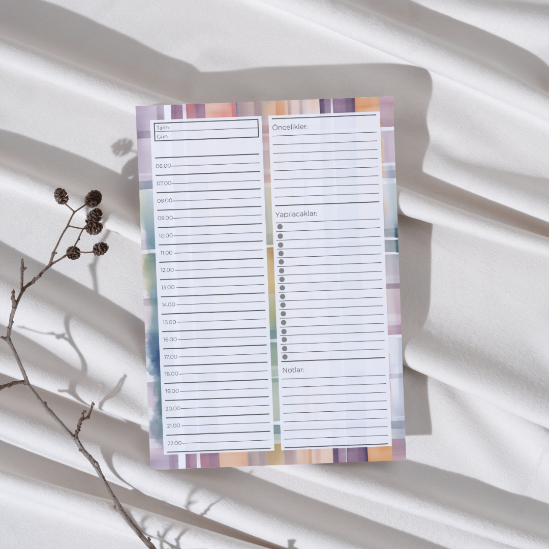 A5 Boyutunda Günlük Planlayıcı - Gününüzü Daha Verimli ve Düzenli Geçirin! - Gökkuşağı