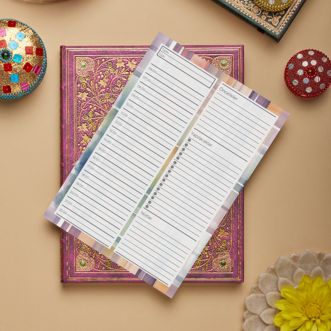 A5 Boyutunda Günlük Planlayıcı - Gününüzü Daha Verimli ve Düzenli Geçirin! - Gökkuşağı