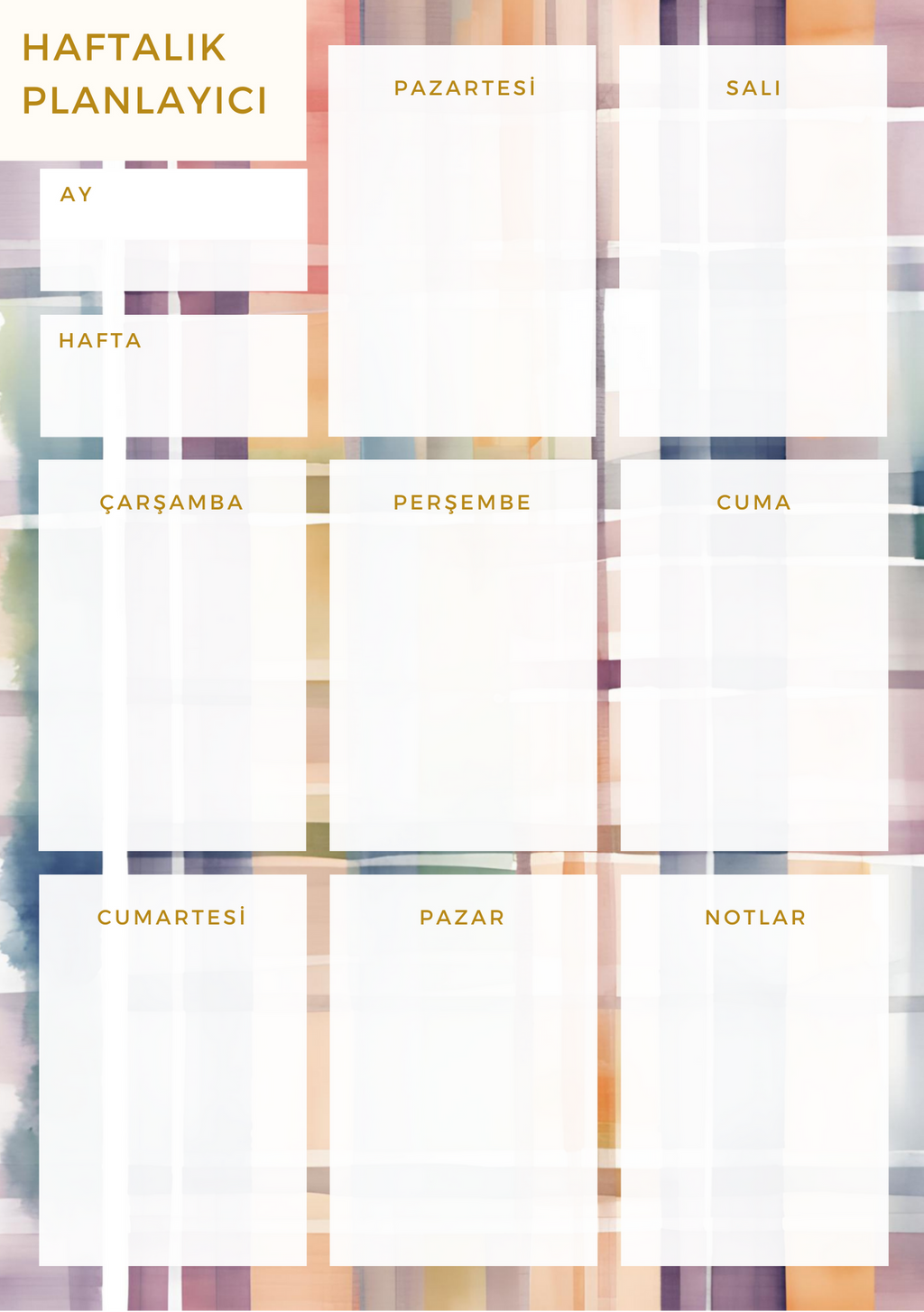 A5 Boyutunda Haftalık Planlayıcı - Organizasyon ve Verimlilik İçin Mükemmel Çözüm! - Gökkuşağı