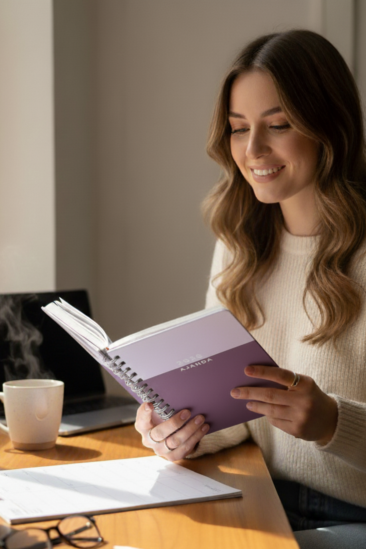 2026 Haftalık Ajandası - El Yapımı, 2 Sayfa Stickerlı - Violet