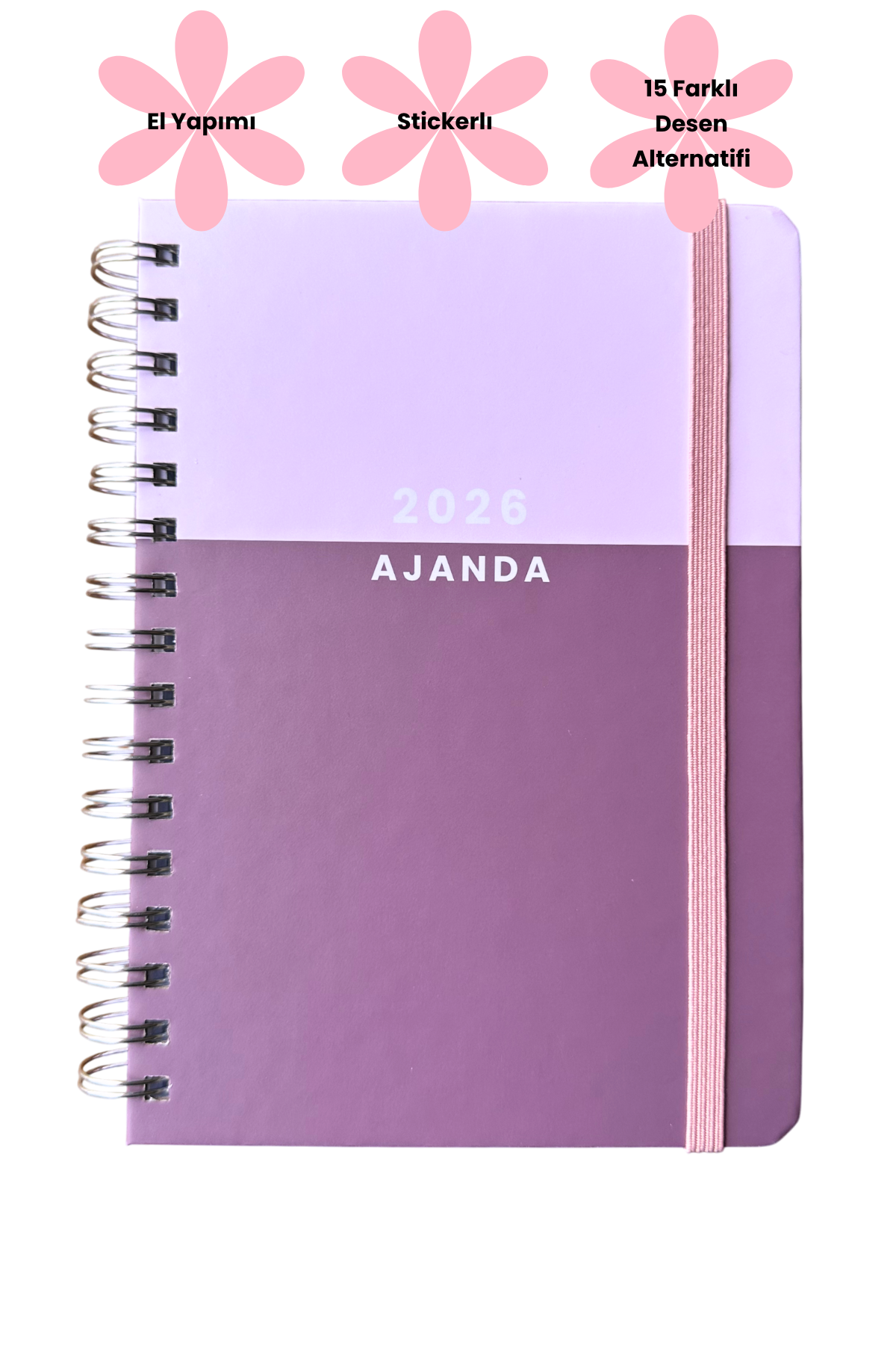 2026 Haftalık Ajandası - El Yapımı, 2 Sayfa Stickerlı - Violet