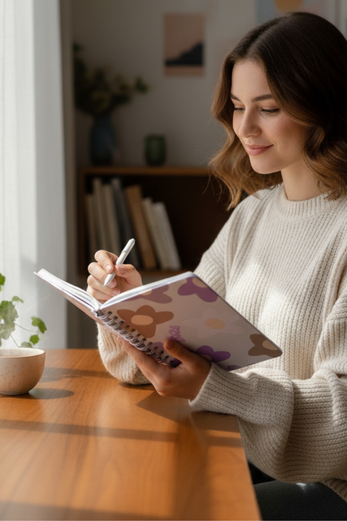 2026 Haftalık Ajandası - El Yapımı, 2 Sayfa Stickerlı - Çiçekli