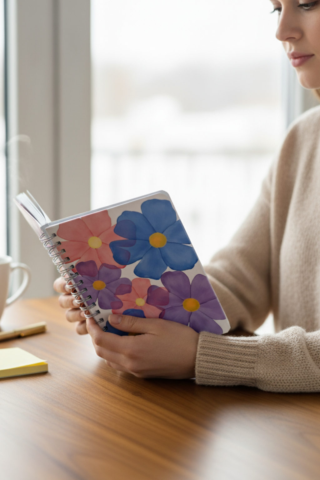 2026 Haftalık Ajandası - El Yapımı, 2 Sayfa Stickerlı - İri Çiçekli